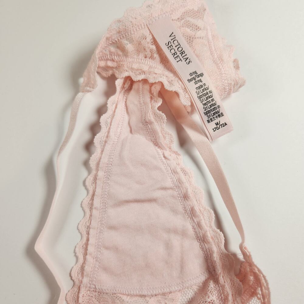 Victoria's Secret Lace High Leg String Thong Panty - Medium - Pink Coquette - Picture 4 of 5